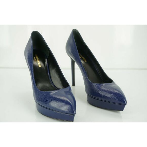 Saint Laurent Janis Blue Pointed Toe Platform Pumps Size 40 10 $775 YSL - Picture 9 of 12